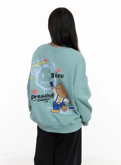 Bear Graphic Oversized Sweatshirt CN527