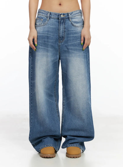 Alora Vintage Washed Wide Leg Jeans CF513