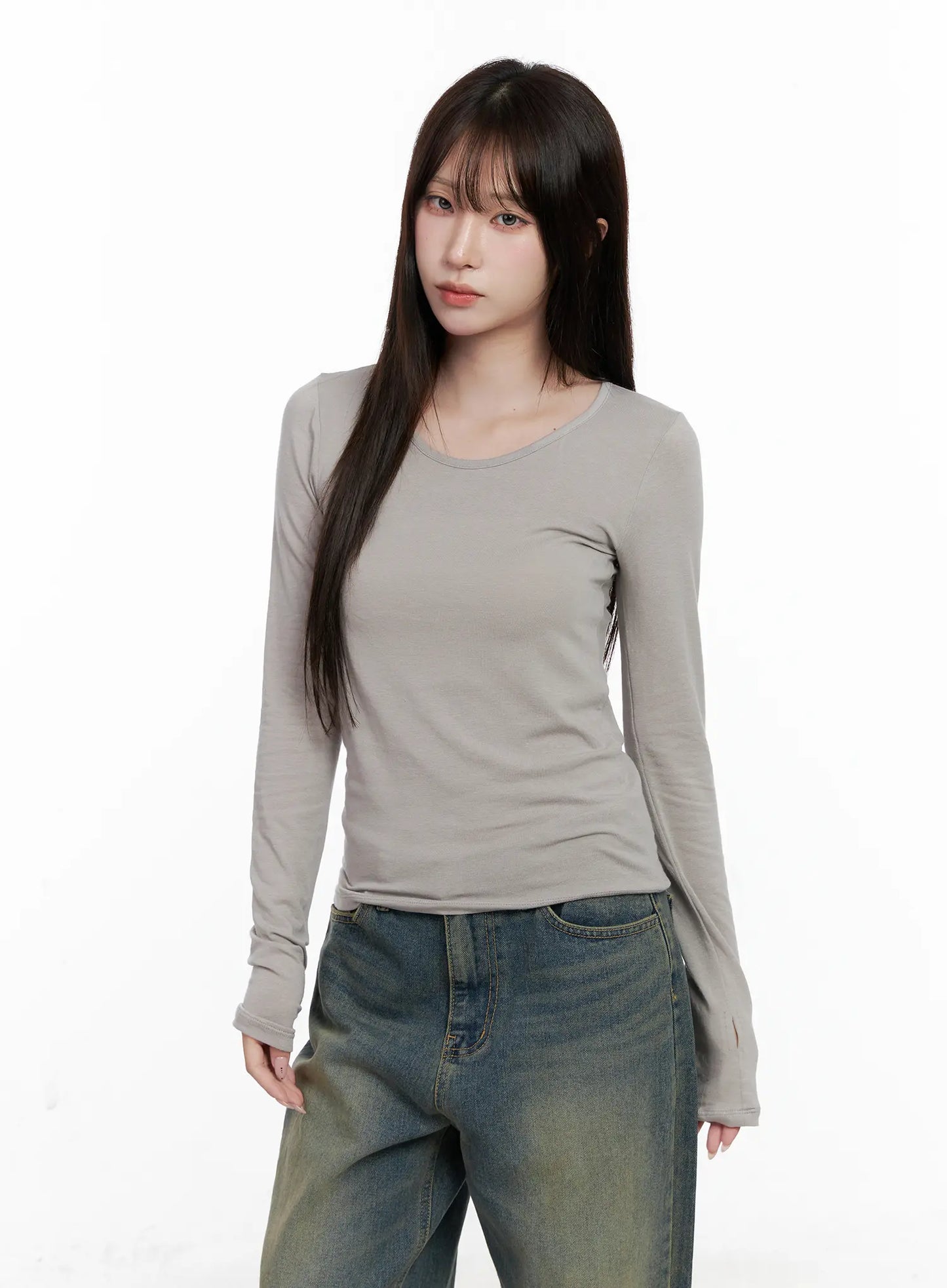 Classic U-Neck Long Sleeve Top CO520