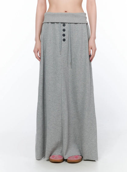 Button Foldover Maxi Skirt CA528