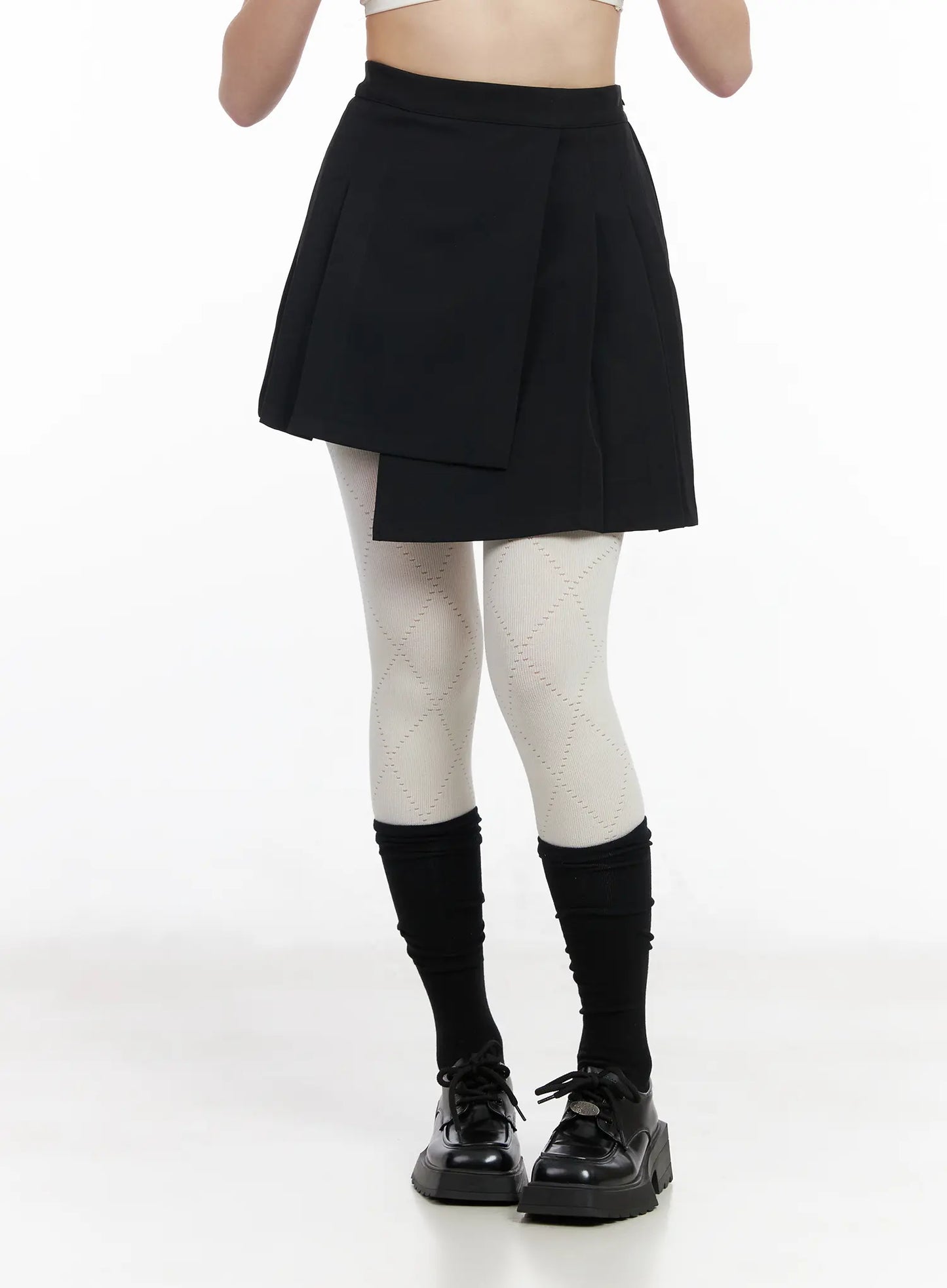 Asymmetric Pleated Mini Skirt CM513