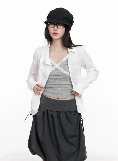 Asymmetric Plaid Long Sleeve Shirt CF523