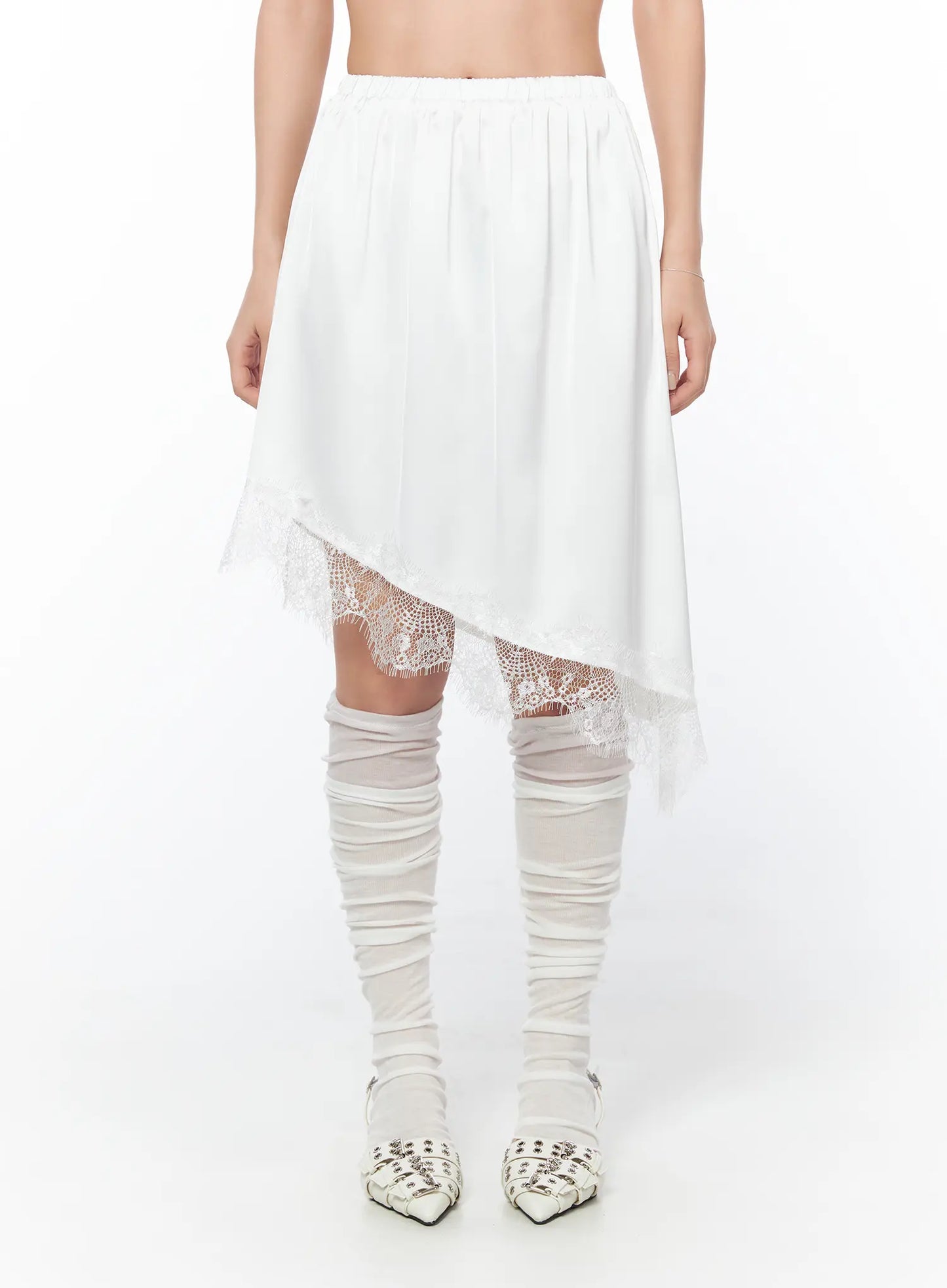 Asymmetrical Lace Midi Skirt CY512