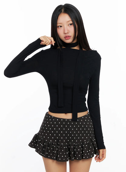 Chic Scarf Long Sleeve Top CO514