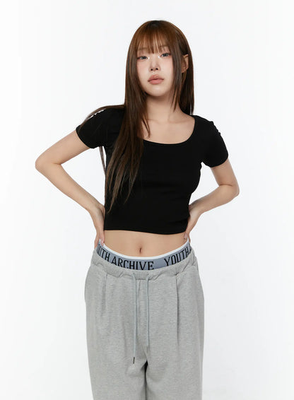 Basic U-Neck Crop Tee CY518