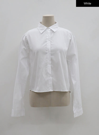 Basic Tone Down Color Crop Shirt BG23