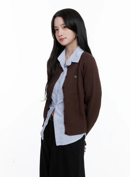 Button-Up Crewneck Cardigan CS523