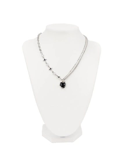 Black Heart Chain Necklace CA508