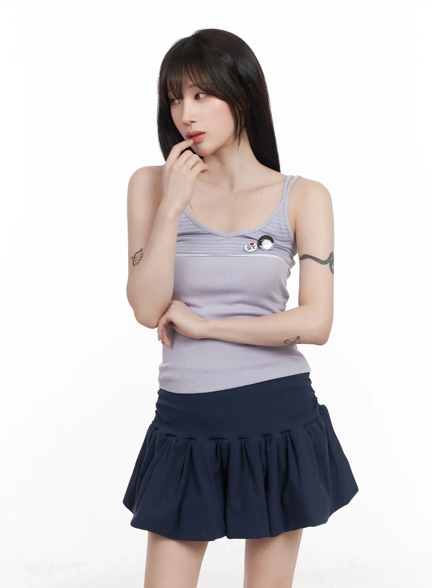 Casual Ribbed Sleeveless Top With Badges CF523