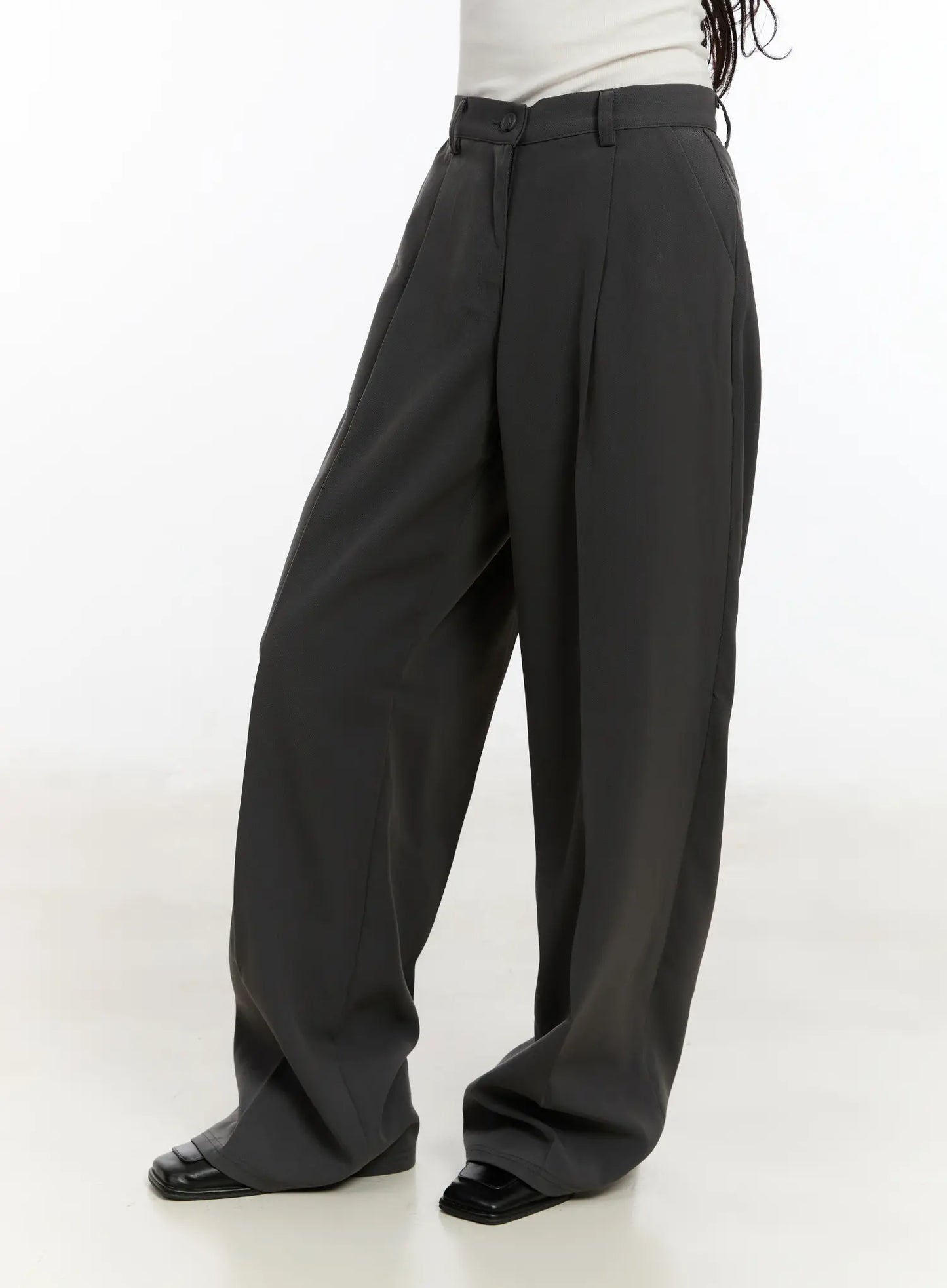 Basic Pin-Tuck Wide Leg Slacks CM505
