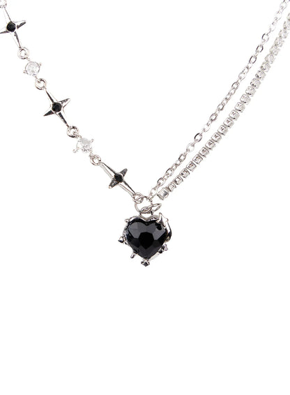Black Heart Chain Necklace CA508