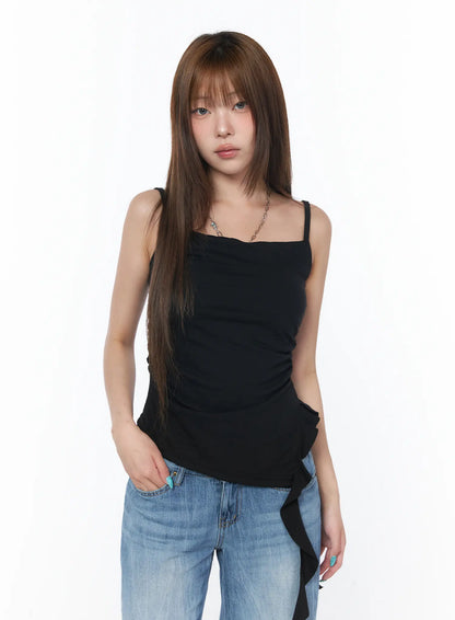Asymmetrical Ruched Sleeveless Top CY529