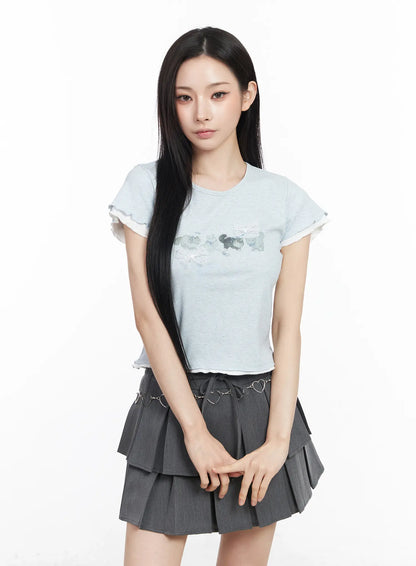 Cats and Bows Crop Baby Tee CM518