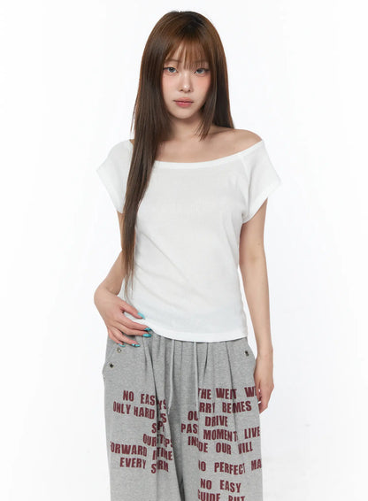 Basic Boat Neck Short Sleeve Tee CY529