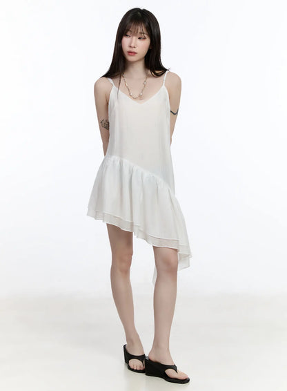 Asymmetric Hem Chiffon Mini Dress CA501