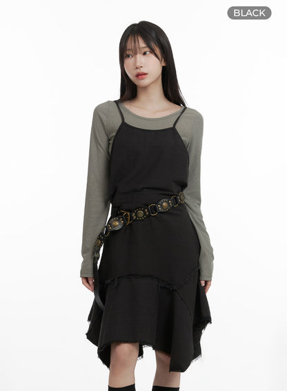Asymmetrical Flare Sleeveless Dress CA404