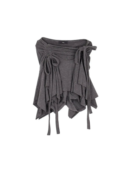 Asymmetrical Ruched Flared Mini Skirt CJ522