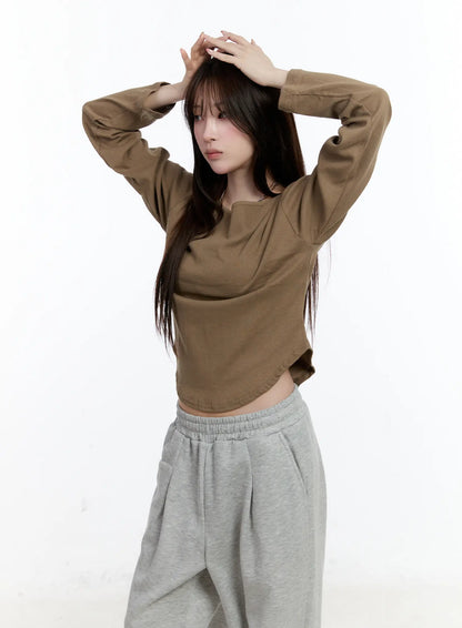 Casual U-Neck Long Sleeve Tee CN525