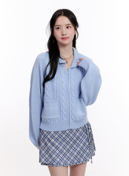 Cable Knit Zip-Up Cardigan CM526