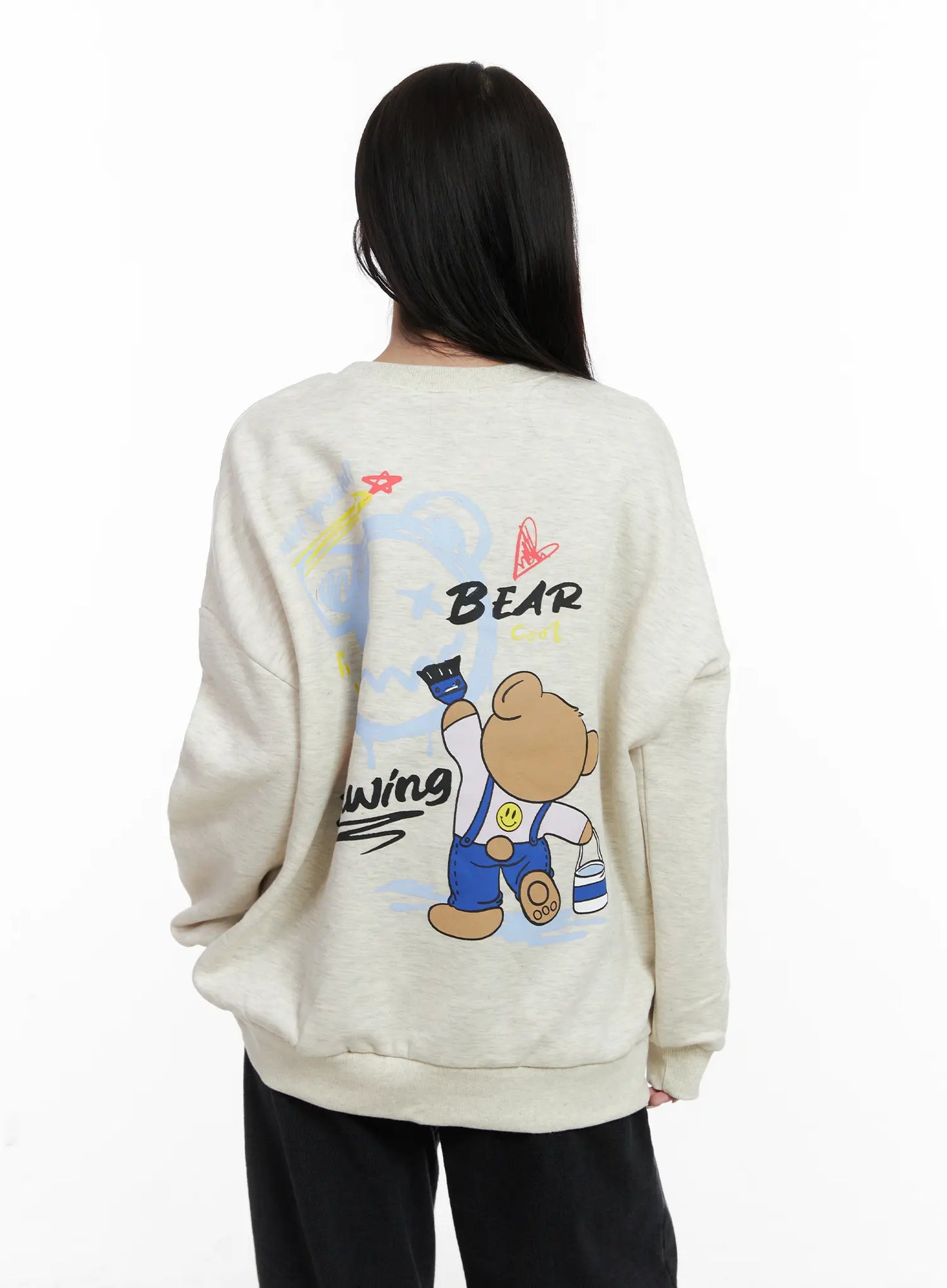 Bear Graphic Oversized Sweatshirt CN527