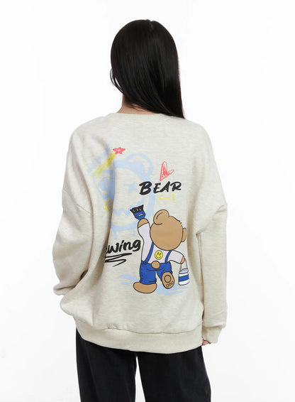 Bear Graphic Oversized Sweatshirt CN527