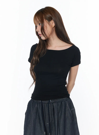 Basic Off-Shoulder Short Sleeve Tee CY529