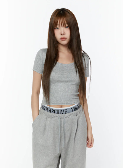 Basic U-Neck Crop Tee CY518
