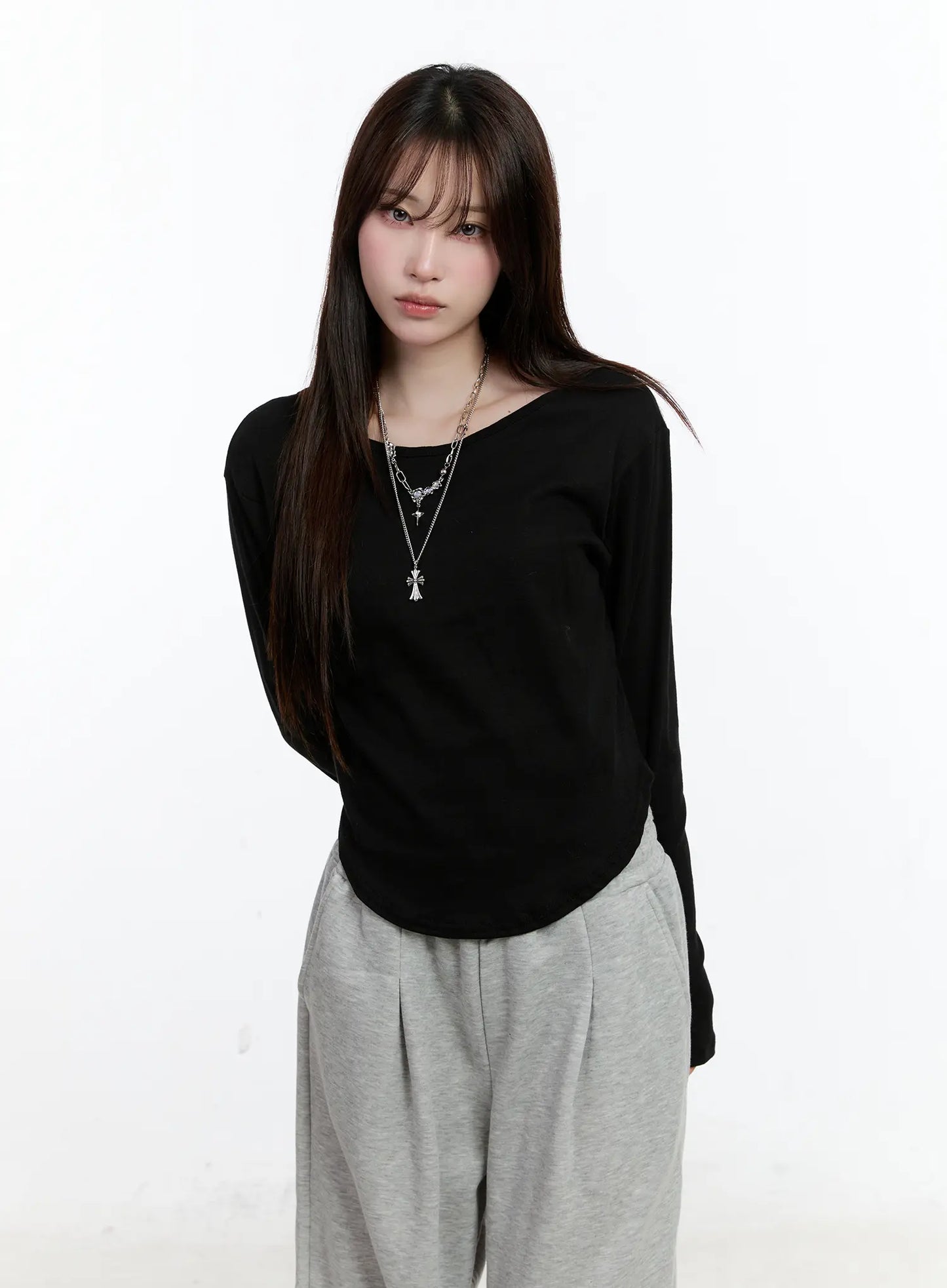Casual U-Neck Long Sleeve Tee CN525