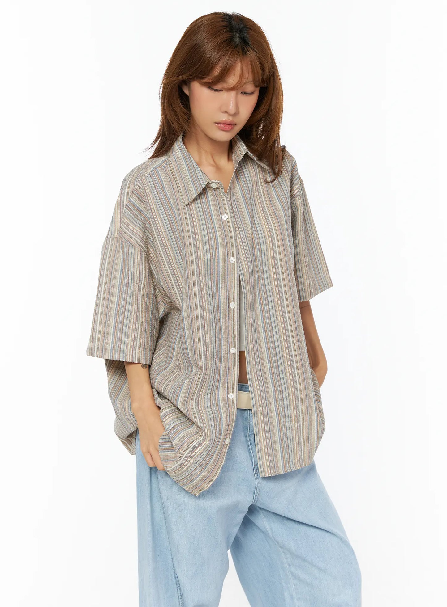 Bohemian Striped Over-Sized Shirt CU518