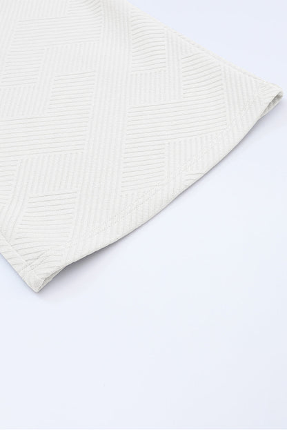 Bright White Textured Loose Fit T Shirt and Drawstring Pants Set