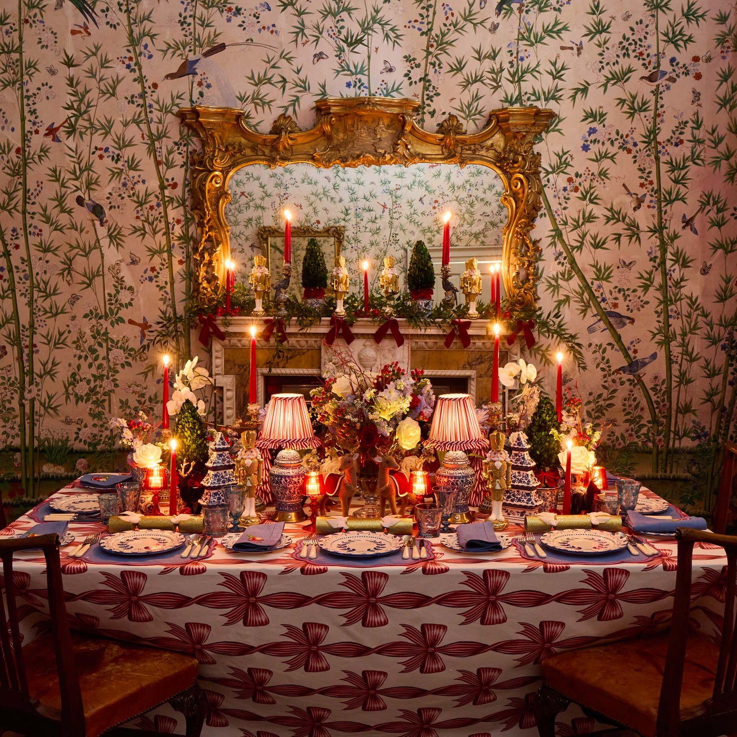 Red Bow Candycane Tablecloth