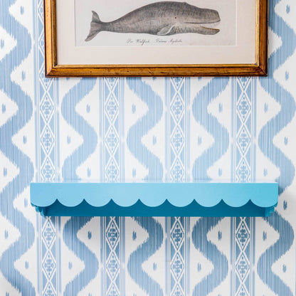 Soft Blue Scalloped Lacquer Shelf