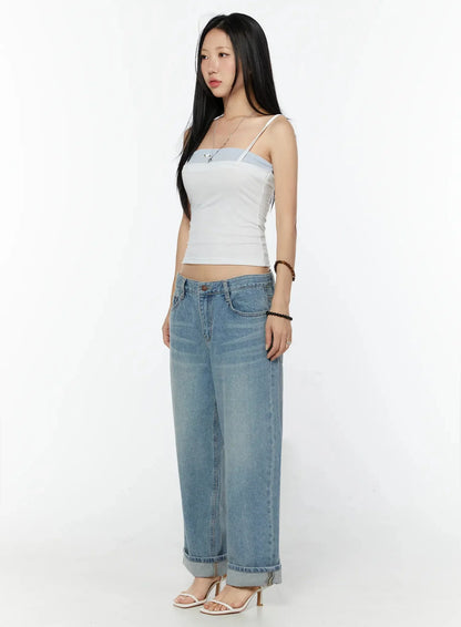 Adeya Cuffed Straight Jeans IU524