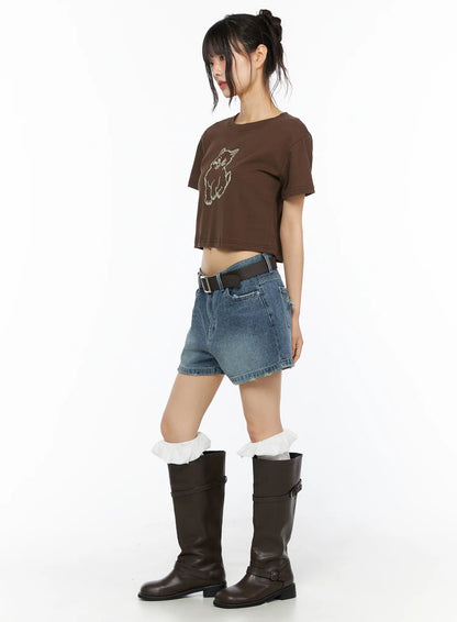 Animal Graphic Crop Tee CU530