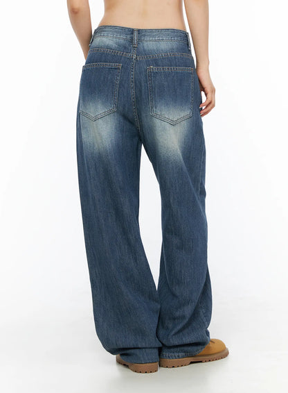 Auralie Vintage Washed Wide Leg Jeans CL502
