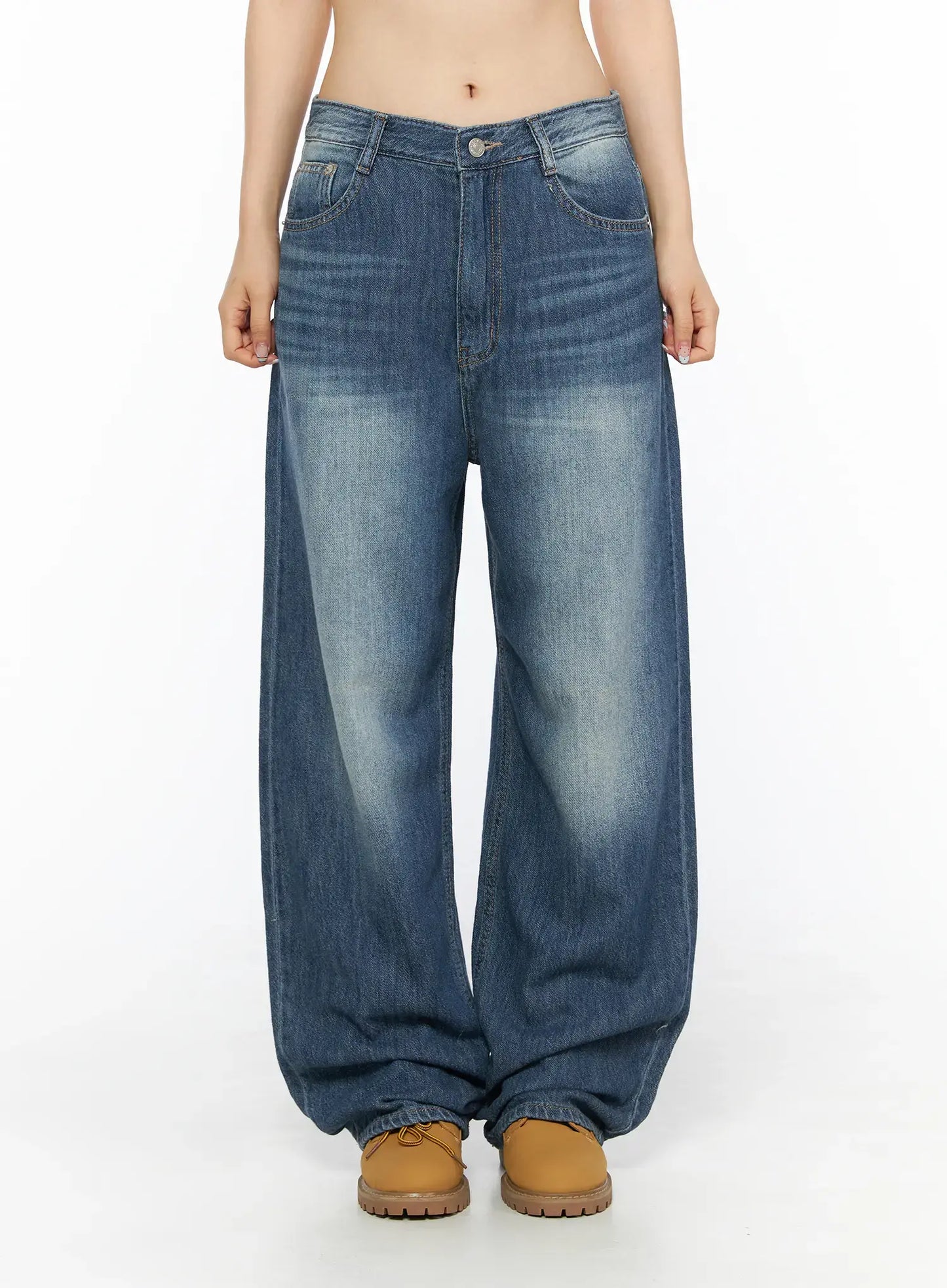 Auralie Vintage Washed Wide Leg Jeans CL502
