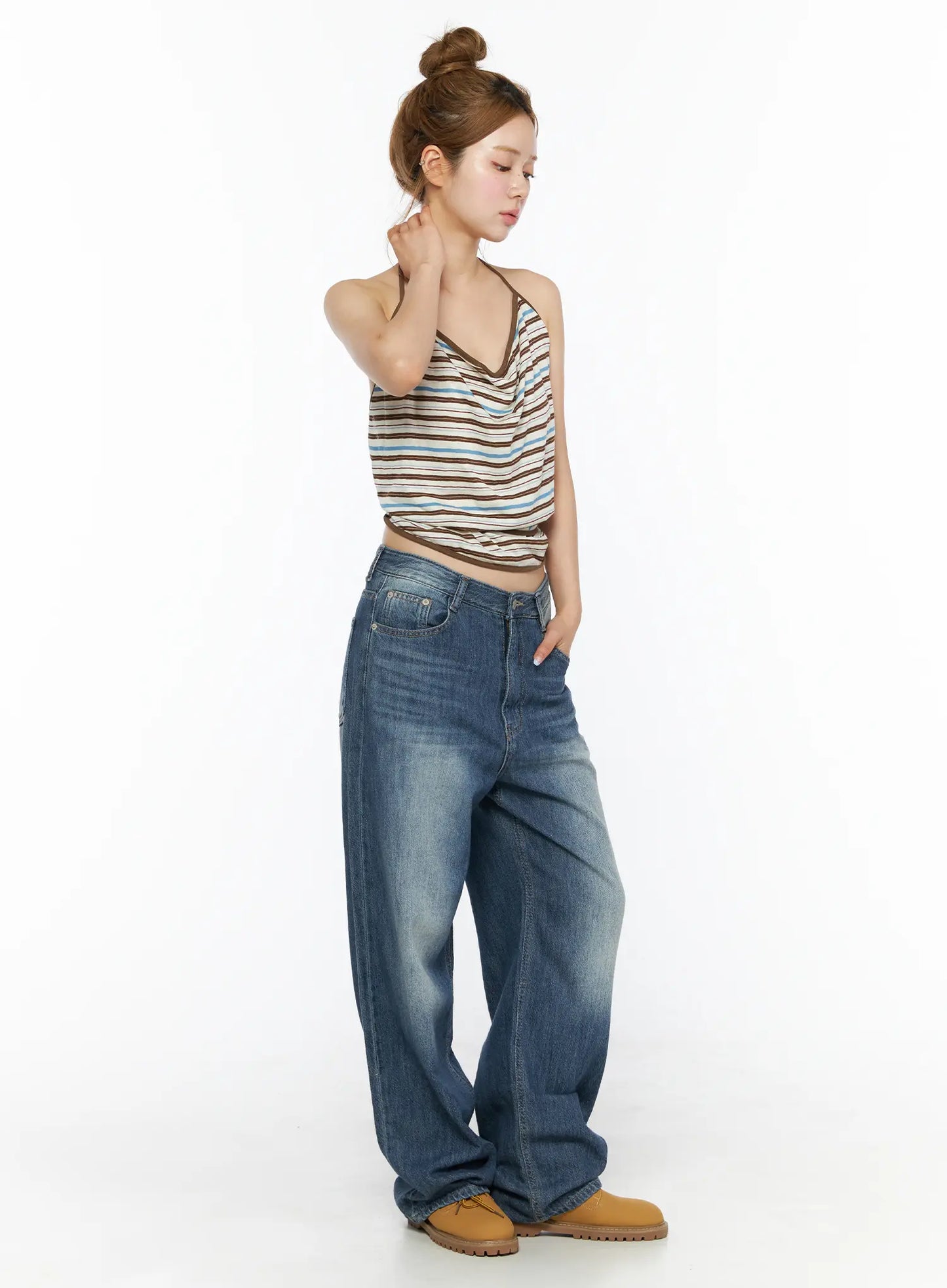 Auralie Vintage Washed Wide Leg Jeans CL502