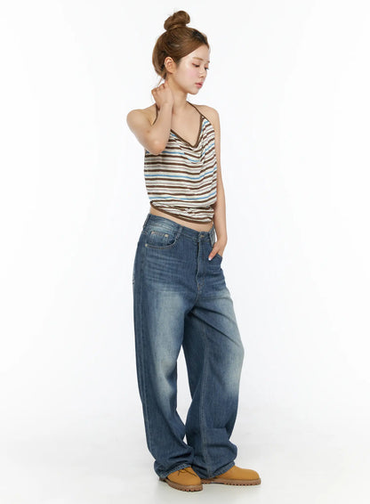 Auralie Vintage Washed Wide Leg Jeans CL502