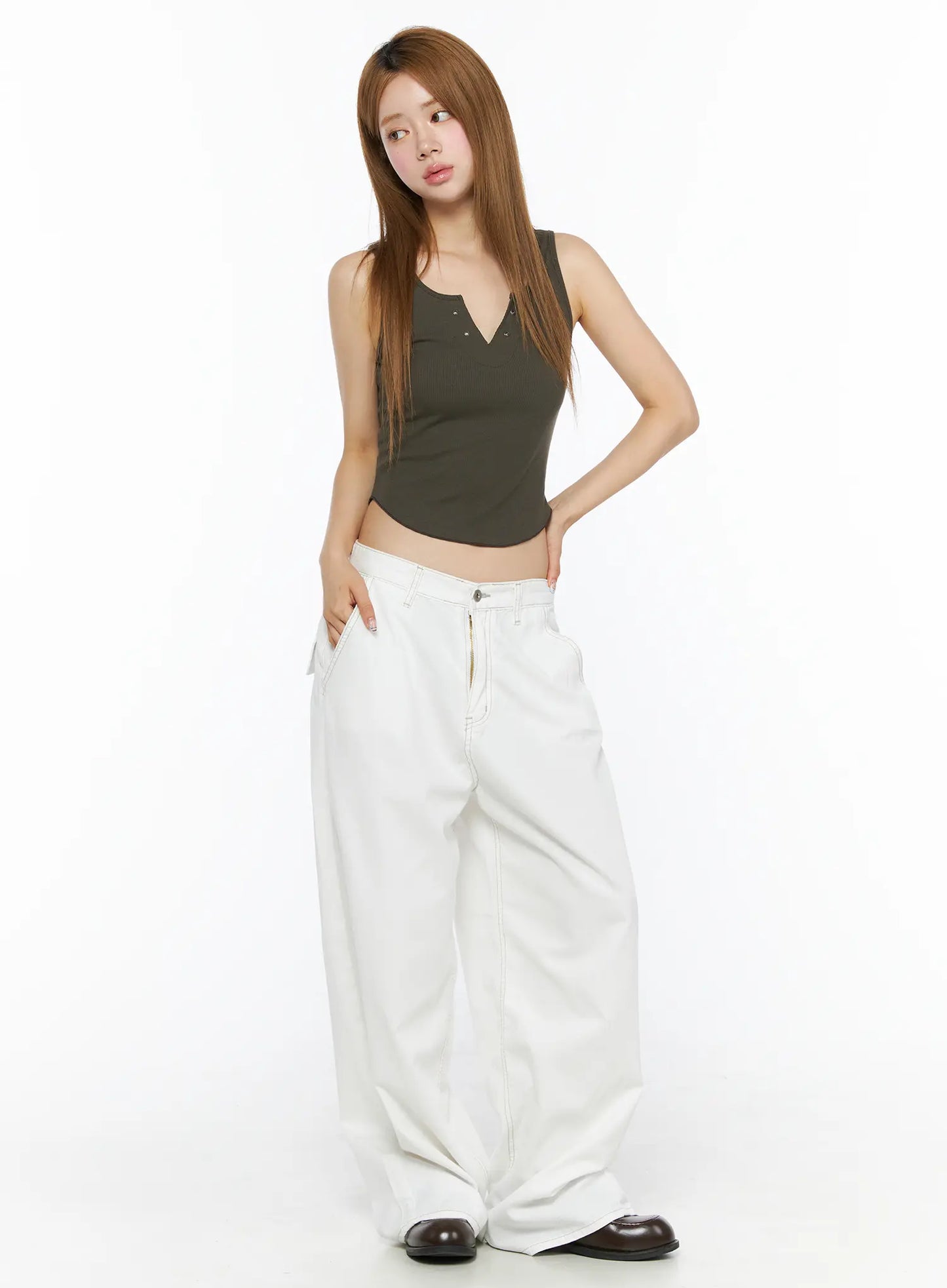 Back Lace Ribbed Tank Top CL502