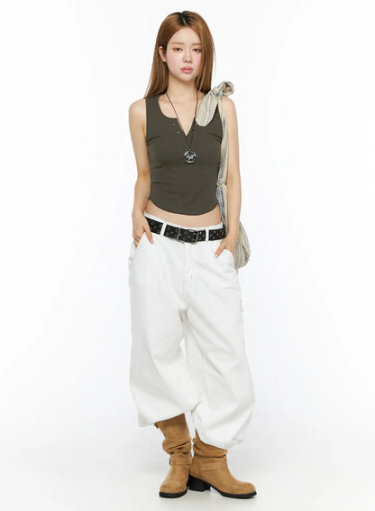 Back Lace Ribbed Tank Top CL502