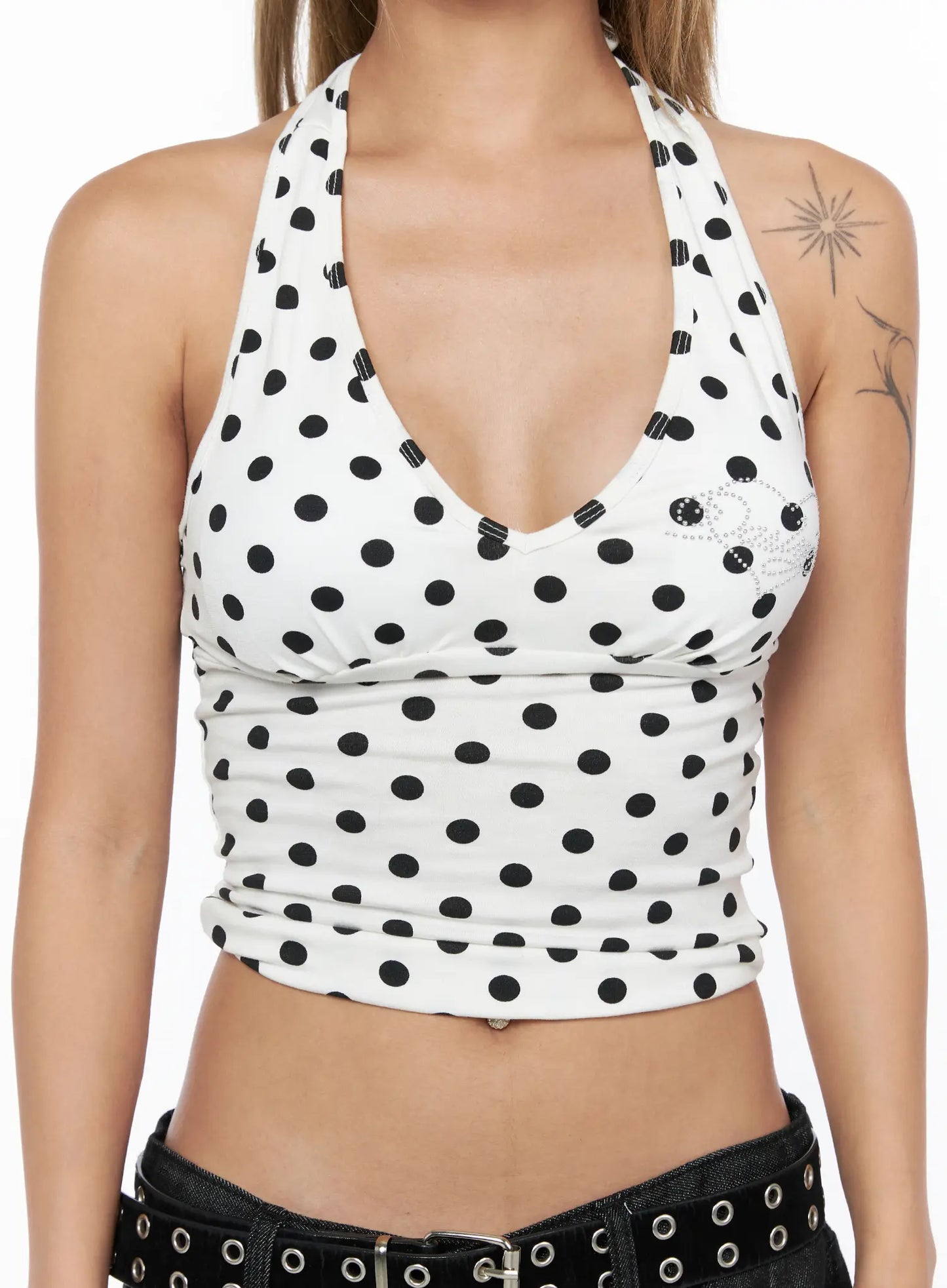 Baddie Polka Dot Halter Top CU524