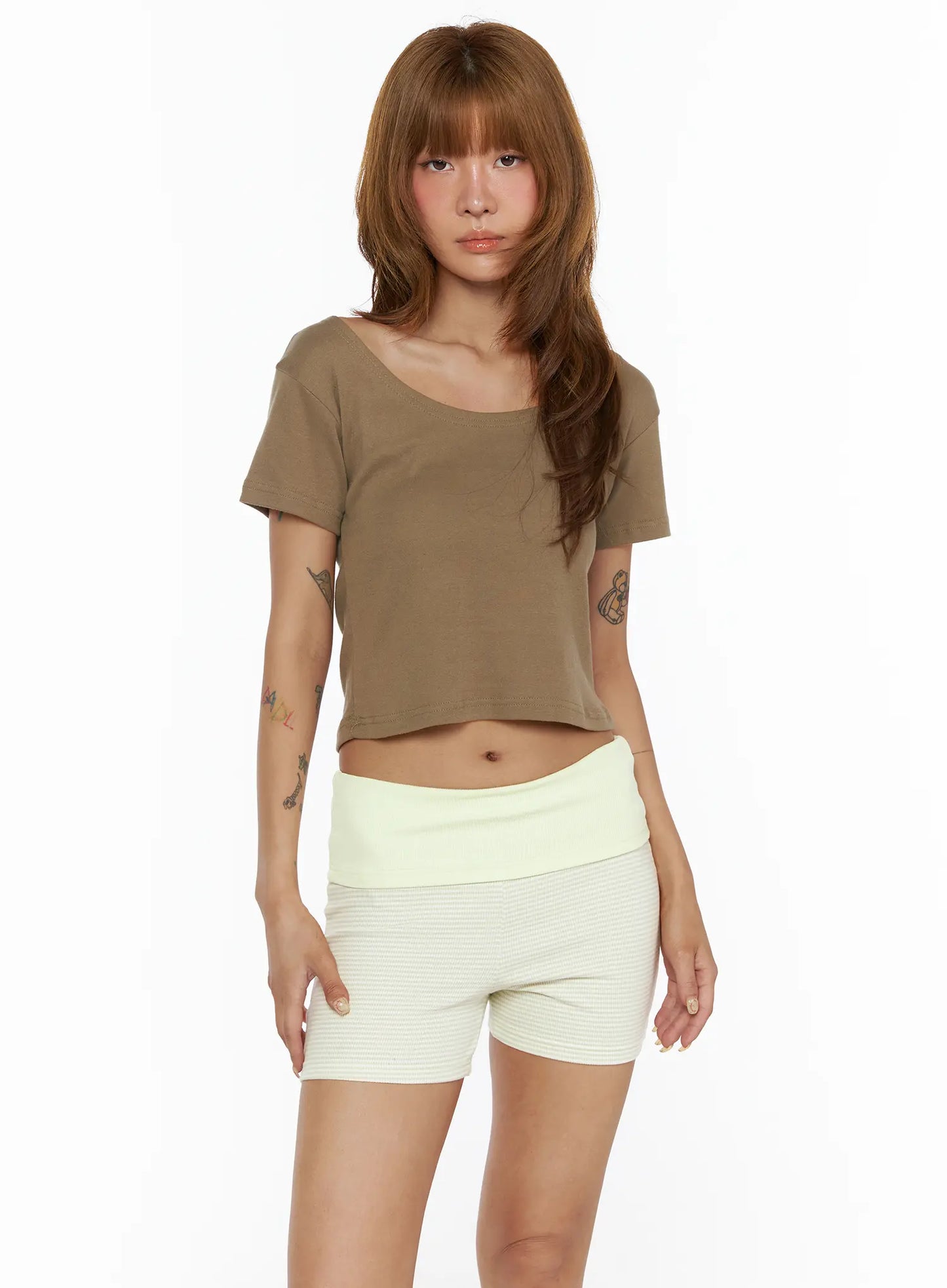 Basic Off-Shoulder Crop Tee CL503