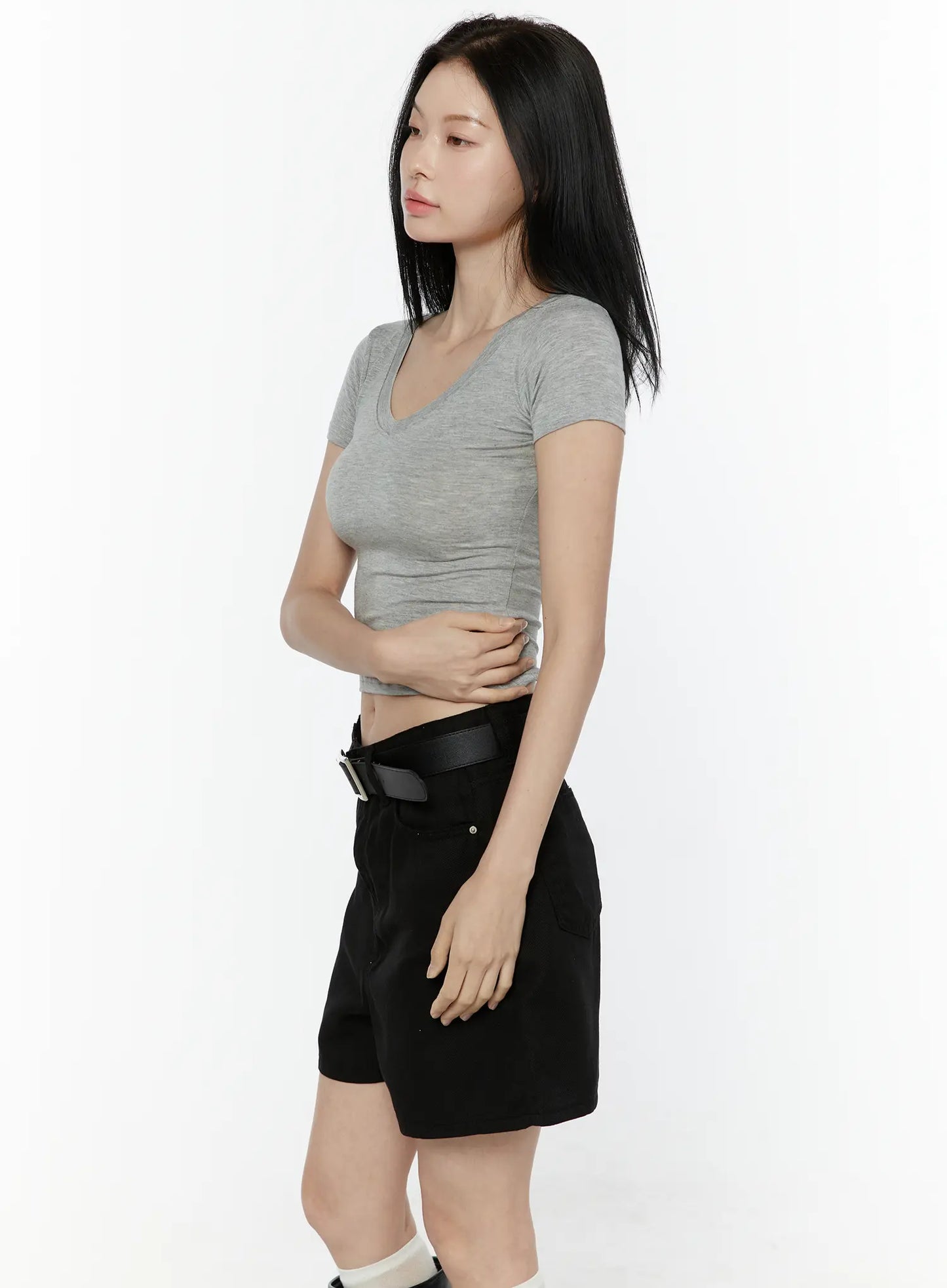 Basic V-Neck Crop Top IL506