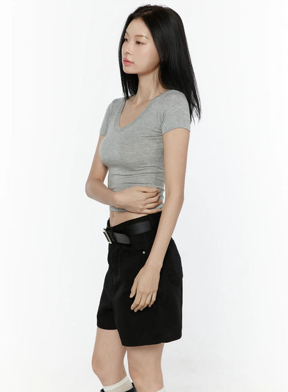 Basic V-Neck Crop Top IL506