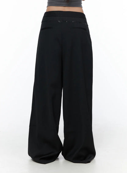 Belted Pintuck Wide Slacks CL510