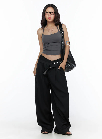 Belted Pintuck Wide Slacks CL510