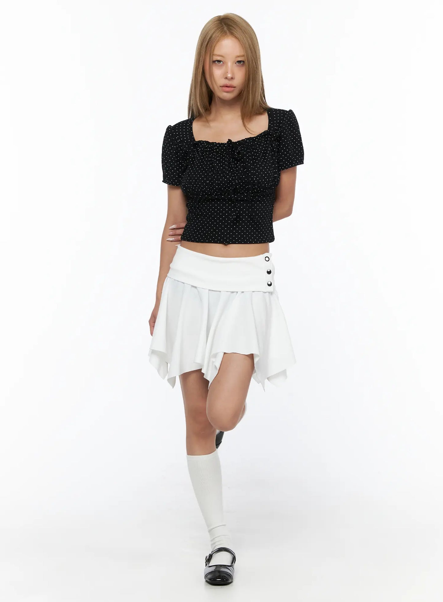 Button Flare Mini Skirt CU524