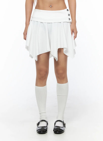 Button Flare Mini Skirt CU524