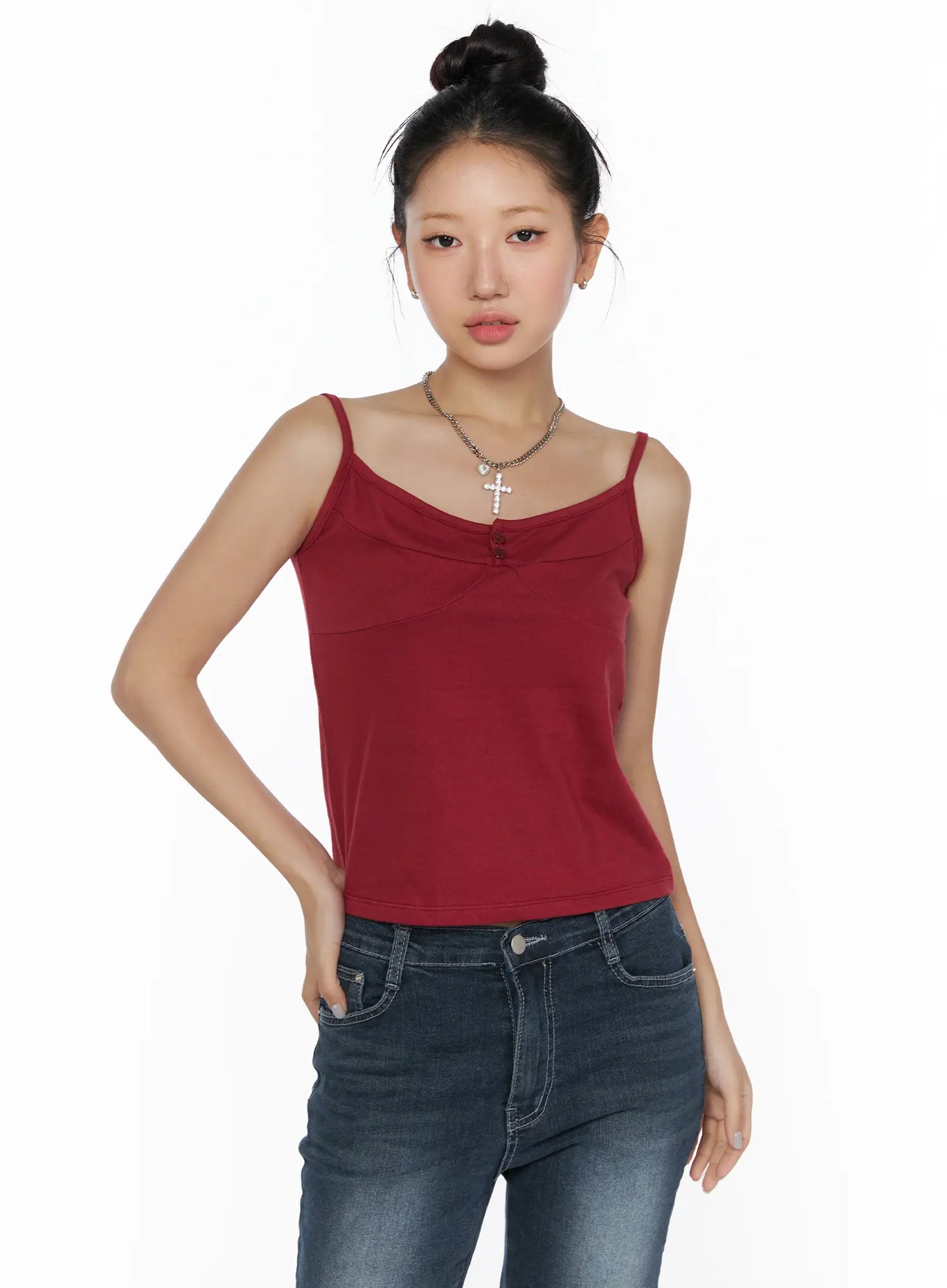 Button Sleeveless Top CL510