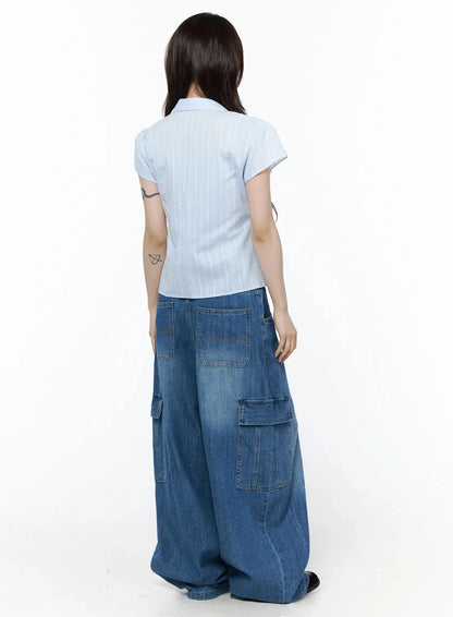 Button Up Linen Summer Blouse IL506